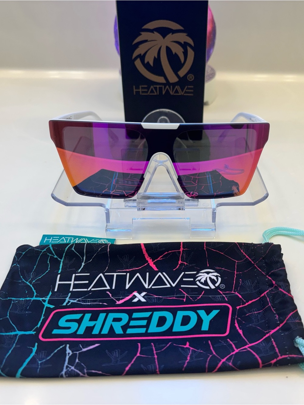 Heatwave lazer face  Shield Sunglasses White Plastic Frame Multicolor Lens UV40